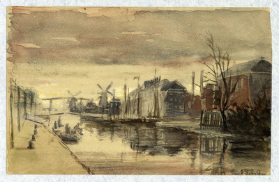 35518 Gezicht uit het oosten op de Leidsche Rijn te Utrecht vanaf de Leidseweg bij de hoek van de Mineurslaan (links) ...